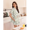 Ekouaer Women Lace Satin Pajama Set Button Down Silk Pjs Shorts Set XS-XXL(Vintage Floral Sage Green)
