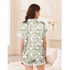 Ekouaer Women Lace Satin Pajama Set Button Down Silk Pjs Shorts Set XS-XXL(Vintage Floral Sage Green)