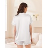 Ekouaer Women Lace Satin Pajama Set Button Down Silk Pjs Shorts Set XS-XXL(White)