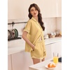 Ekouaer Women Lace Satin Pajama Set Button Down Silk Pjs Shorts Set XS-XXL(Yellow)