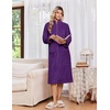 Ekouaer Women Plush Robe Zip Up Bathrobe Fleece Warm Housecoat with Pockets(Bright Purple)