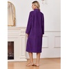 Ekouaer Women Plush Robe Zip Up Bathrobe Fleece Warm Housecoat with Pockets(Bright Purple)