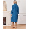 Ekouaer Women Plush Robe Zip Up Bathrobe Fleece Warm Housecoat with Pockets(Celestial Blue)