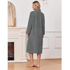 Ekouaer Women Plush Robe Zip Up Bathrobe Fleece Warm Housecoat with Pockets(Dark Grey)