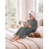 Ekouaer Women Plush Robe Zip Up Bathrobe Fleece Warm Housecoat with Pockets(Dark Grey)