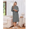 Ekouaer Women Plush Robe Zip Up Bathrobe Fleece Warm Housecoat with Pockets(Dark Grey)