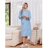 Ekouaer Women Plush Robe Zip Up Bathrobe Fleece Warm Housecoat with Pockets(Light Blue)