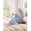 Ekouaer Women Plush Robe Zip Up Bathrobe Fleece Warm Housecoat with Pockets(Light Blue)
