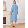 Ekouaer Women Plush Robe Zip Up Bathrobe Fleece Warm Housecoat with Pockets(Light Blue)