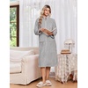 Ekouaer Women Plush Robe Zip Up Bathrobe Fleece Warm Housecoat with Pockets(Light Grey)
