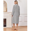 Ekouaer Women Plush Robe Zip Up Bathrobe Fleece Warm Housecoat with Pockets(Light Grey)