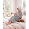 Ekouaer Women Plush Robe Zip Up Bathrobe Fleece Warm Housecoat with Pockets(Light Grey)