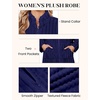 Ekouaer Women Plush Robe Zip Up Bathrobe Fleece Warm Housecoat with Pockets(Navy Blue)