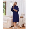 Ekouaer Women Plush Robe Zip Up Bathrobe Fleece Warm Housecoat with Pockets(Navy Blue)