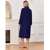 Ekouaer Women Plush Robe Zip Up Bathrobe Fleece Warm Housecoat with Pockets(Navy Blue)