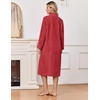 Ekouaer Women Plush Robe Zip Up Bathrobe Fleece Warm Housecoat with Pockets(Red)