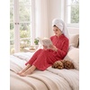 Ekouaer Women Plush Robe Zip Up Bathrobe Fleece Warm Housecoat with Pockets(Red)