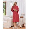 Ekouaer Women Plush Robe Zip Up Bathrobe Fleece Warm Housecoat with Pockets(Red)