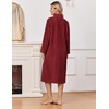 Ekouaer Women Plush Robe Zip Up Bathrobe Fleece Warm Housecoat with Pockets(Wine Red)