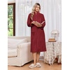 Ekouaer Women Plush Robe Zip Up Bathrobe Fleece Warm Housecoat with Pockets(Wine Red)