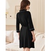 Ekouaer Women Robes Bathrobe Short Kimono Robe Soft Bathrobes with Pockets(Black)
