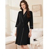 Ekouaer Women Robes Bathrobe Short Kimono Robe Soft Bathrobes with Pockets(Black)