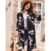 Ekouaer Women Robes Bathrobe Short Kimono Robe Soft Bathrobes with Pockets(Black Pink Flowers)