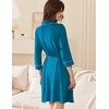 Ekouaer Women Robes Bathrobe Short Kimono Robe Soft Bathrobes with Pockets(Blue Green)