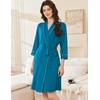 Ekouaer Women Robes Bathrobe Short Kimono Robe Soft Bathrobes with Pockets(Blue Green)