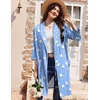 Ekouaer Women Robes Bathrobe Short Kimono Robe Soft Bathrobes with Pockets(Blue White Bird)