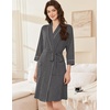Ekouaer Women Robes Bathrobe Short Kimono Robe Soft Bathrobes with Pockets(Dark Gray)