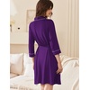Ekouaer Women Robes Bathrobe Short Kimono Robe Soft Bathrobes with Pockets(Dark Purple)