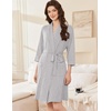 Ekouaer Women Robes Bathrobe Short Kimono Robe Soft Bathrobes with Pockets(Light Gray)