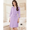 Ekouaer Women Robes Bathrobe Short Kimono Robe Soft Bathrobes with Pockets(Light Purple)