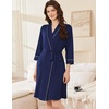 Ekouaer Women Robes Bathrobe Short Kimono Robe Soft Bathrobes with Pockets(Navy Blue)