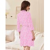 Ekouaer Women Robes Bathrobe Short Kimono Robe Soft Bathrobes with Pockets(Pink Flowers)