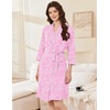 Ekouaer Women Robes Bathrobe Short Kimono Robe Soft Bathrobes with Pockets(Pink Flowers)