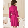 Ekouaer Women Robes Bathrobe Short Kimono Robe Soft Bathrobes with Pockets(Rose Red)