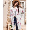 Ekouaer Women Robes Bathrobe Short Kimono Robe Soft Bathrobes with Pockets(White Red Flowers)