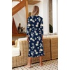 Ekouaer Women Robes Long Knit Bathrobe Soft Kimono Loungewear with Pockets(01navy Blue Floral)