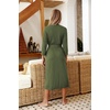 Ekouaer Women Robes Long Knit Bathrobe Soft Kimono Loungewear with Pockets(Army Green)