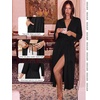 Ekouaer Women Robes Long Knit Bathrobe Soft Kimono Loungewear with Pockets(Black)
