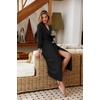 Ekouaer Women Robes Long Knit Bathrobe Soft Kimono Loungewear with Pockets(Black)