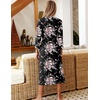 Ekouaer Women Robes Long Knit Bathrobe Soft Kimono Loungewear with Pockets(Black Floral)
