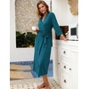 Ekouaer Women Robes Long Knit Bathrobe Soft Kimono Loungewear with Pockets(Blue Green)
