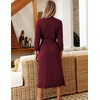 Ekouaer Women Robes Long Knit Bathrobe Soft Kimono Loungewear with Pockets(Dark Red)