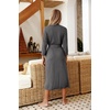 Ekouaer Women Robes Long Knit Bathrobe Soft Kimono Loungewear with Pockets(Grey)