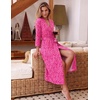 Ekouaer Women Robes Long Knit Bathrobe Soft Kimono Loungewear with Pockets(Hot Pink Leopard)