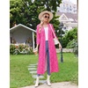 Ekouaer Women Robes Long Knit Bathrobe Soft Kimono Loungewear with Pockets(Hot Pink Leopard)