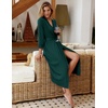 Ekouaer Women Robes Long Knit Bathrobe Soft Kimono Loungewear with Pockets(Lake Green)